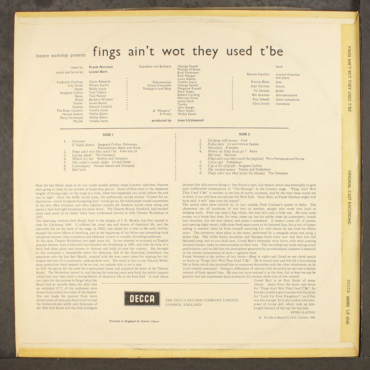 fings ain't wot they used t'be by ORIGINAL LONDON CAST