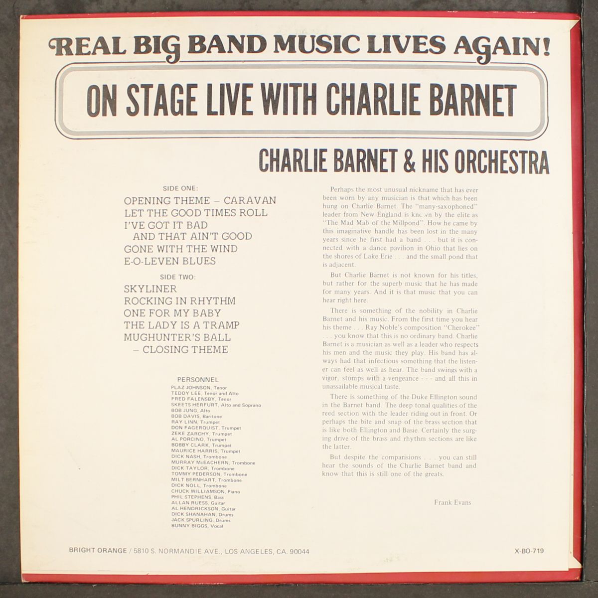 on stage live with by CHARLIE BARNET