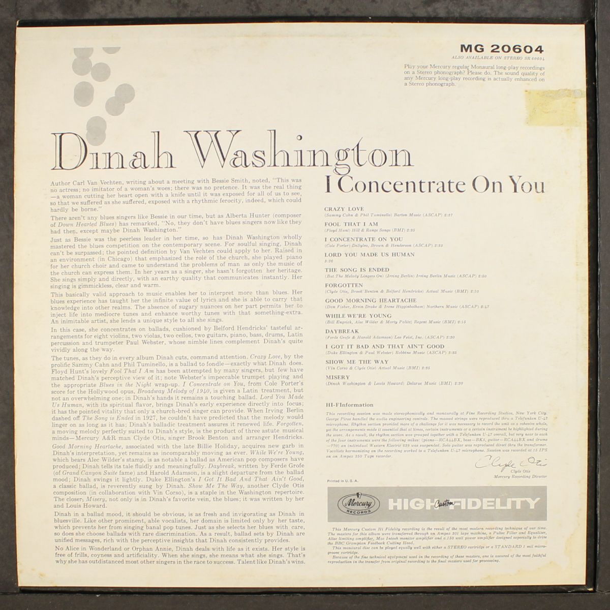 i concentrate on you by DINAH WASHINGTON