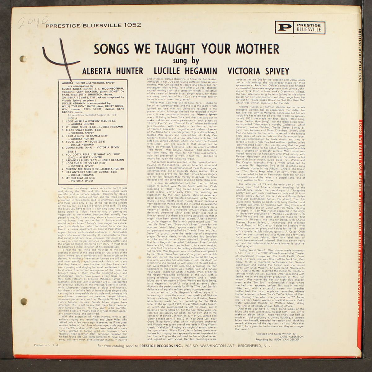songs we taught your mother by ALBERTA HUNTER, LUCILLE HEGAMIN, VICTORIA SPIVEY