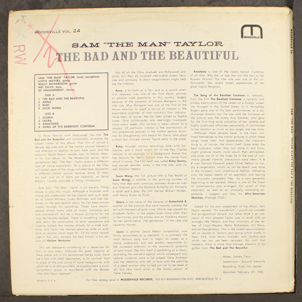 plays the bad and the beautiful by SAM 'THE MAN' TAYLOR