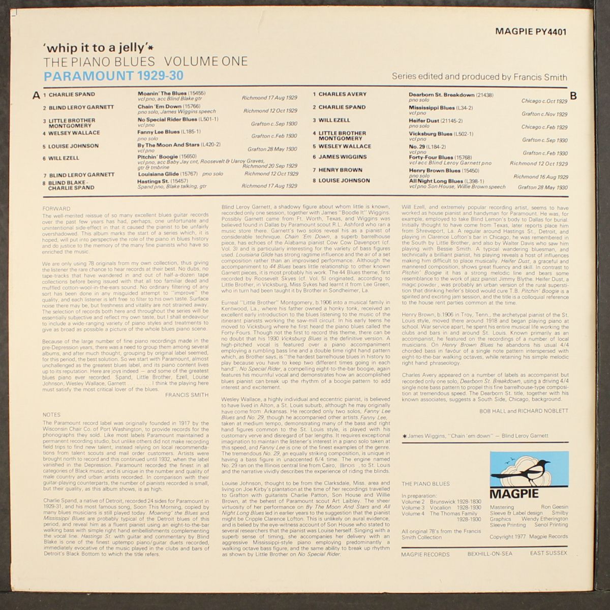 whip it to a jelly; piano blues, vol. 1 by VARIOUS