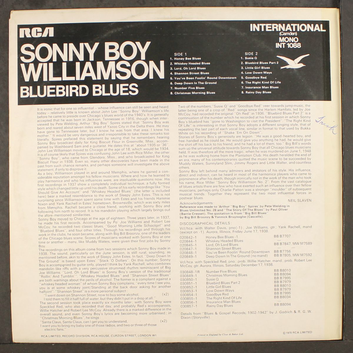 bluebird blues by SONNY BOY WILLIAMSON