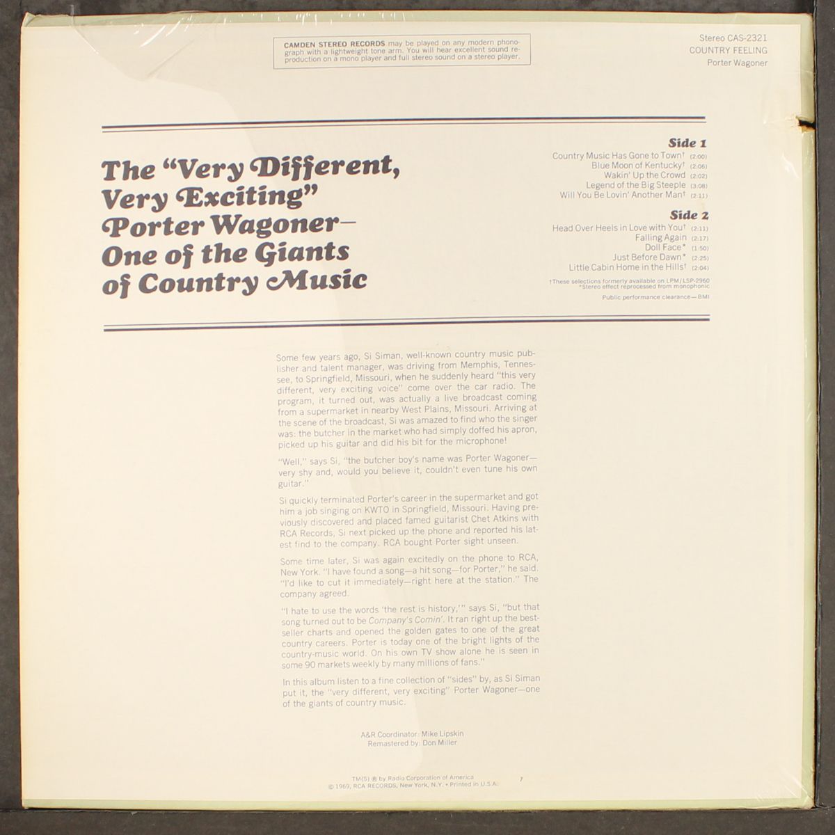 country feeling by PORTER WAGONER