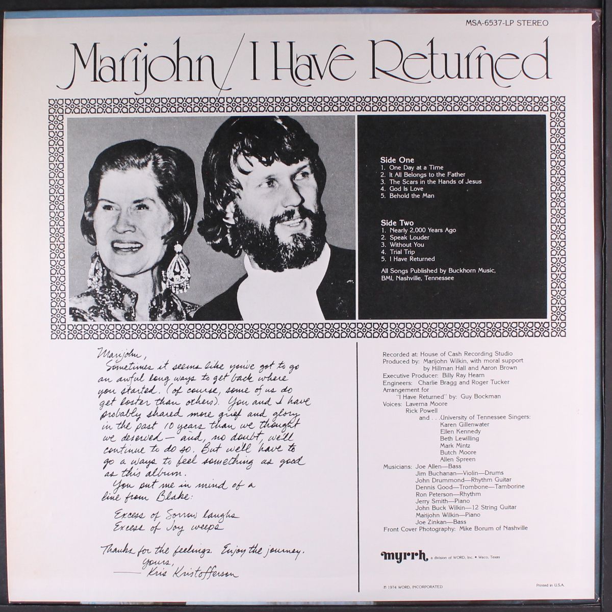 i have returned by MARIJOHN WILKIN