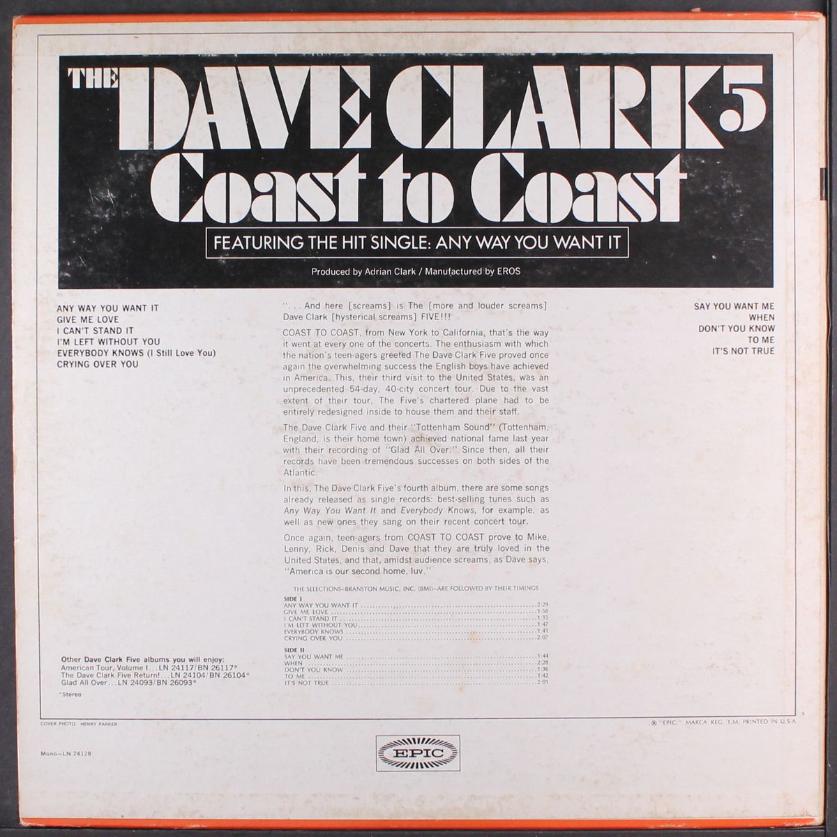 coast to coast by DAVE CLARK FIVE