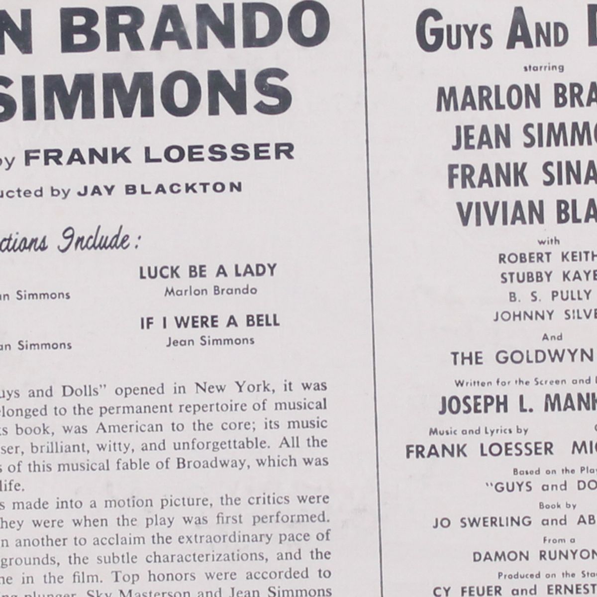 guys and dolls by MARLON BRANDO & JEAN SIMMONS