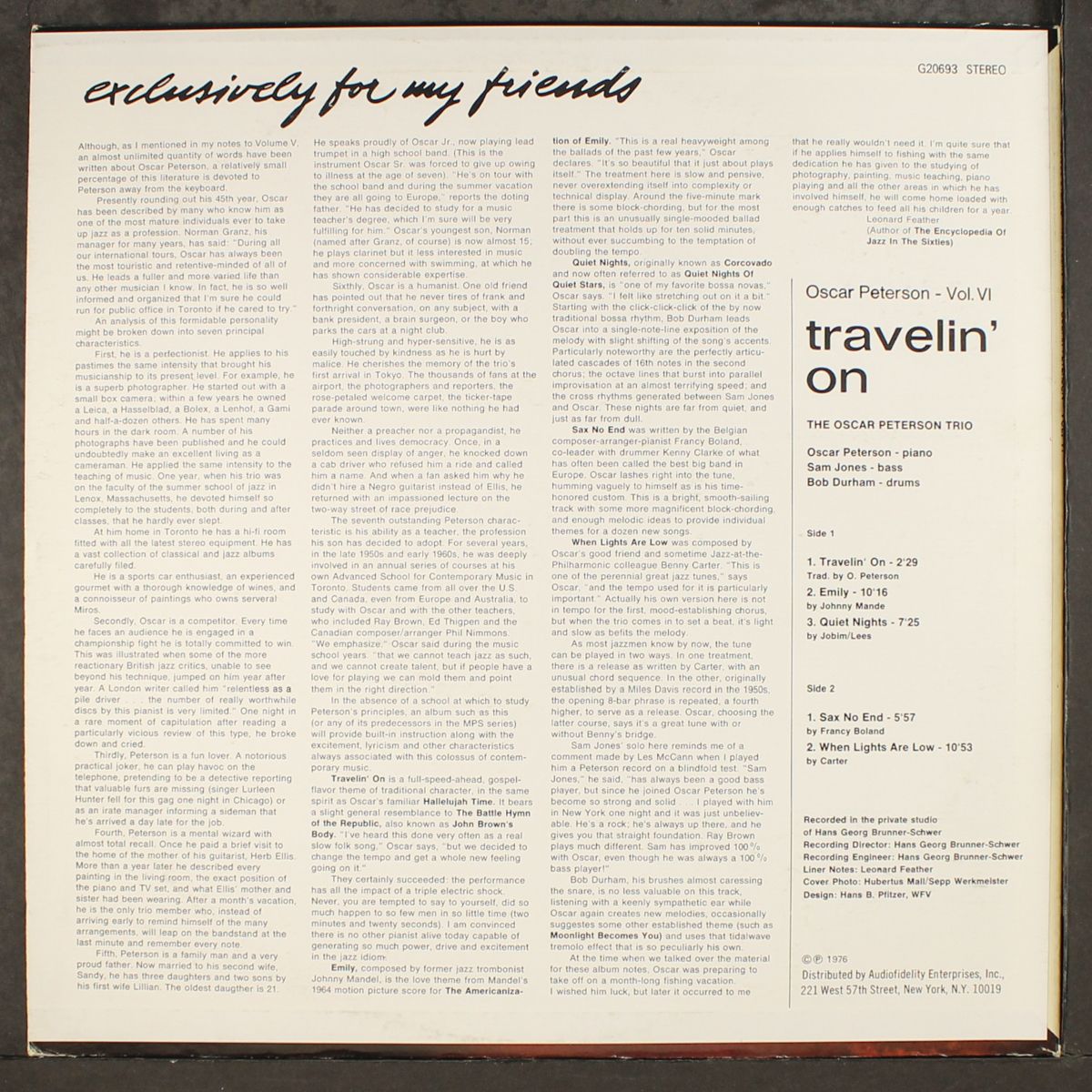 travelin' on by OSCAR PETERSON