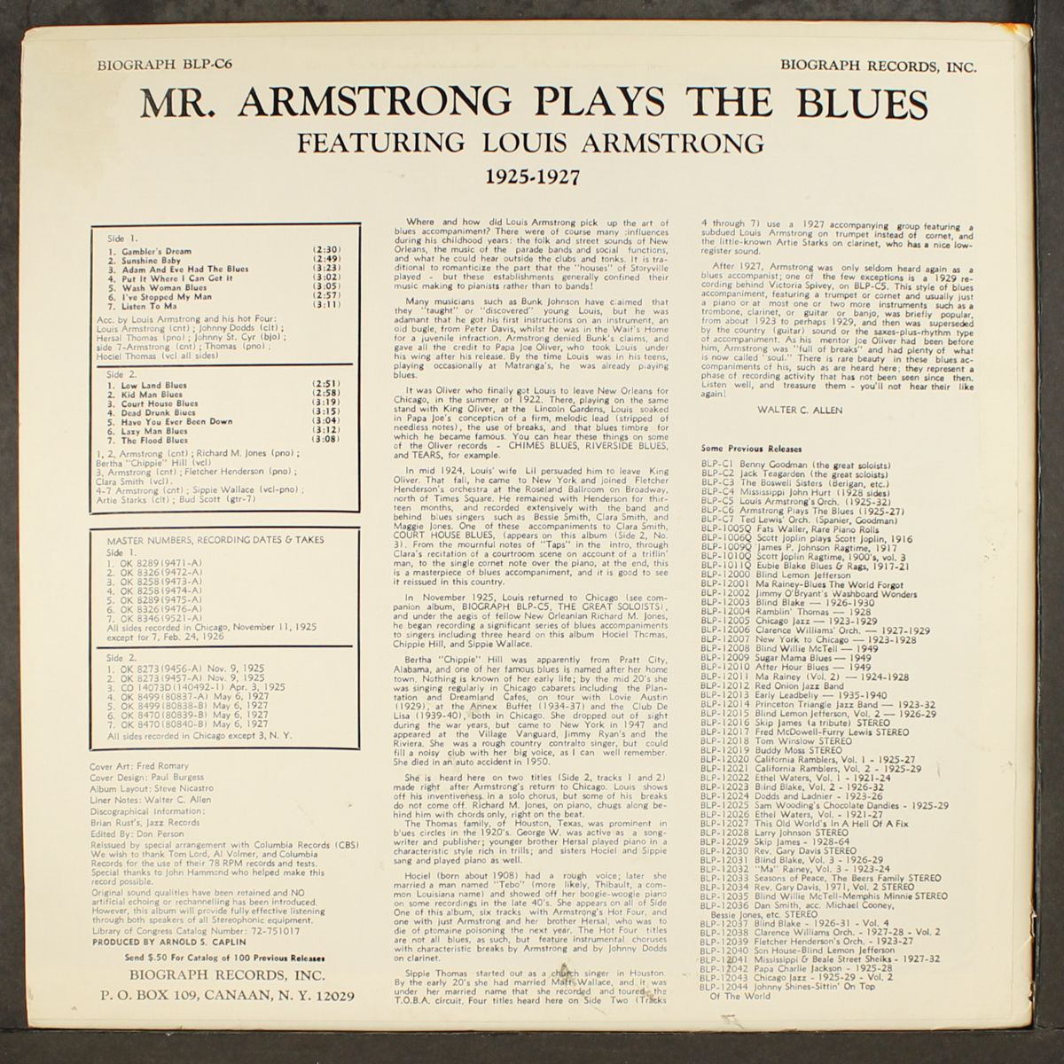 mr. armstrong plays the blues by LOUIS ARMSTRONG