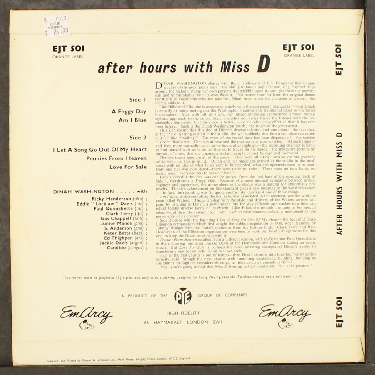 after hours with miss d by DINAH WASHINGTON