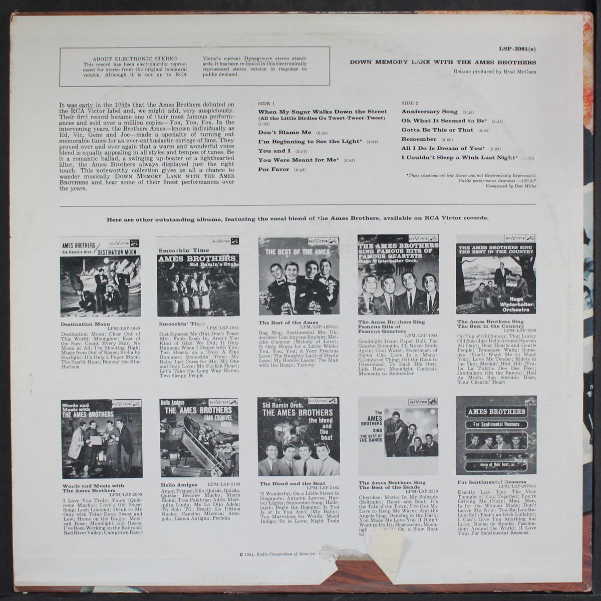 down memory lane by AMES BROTHERS