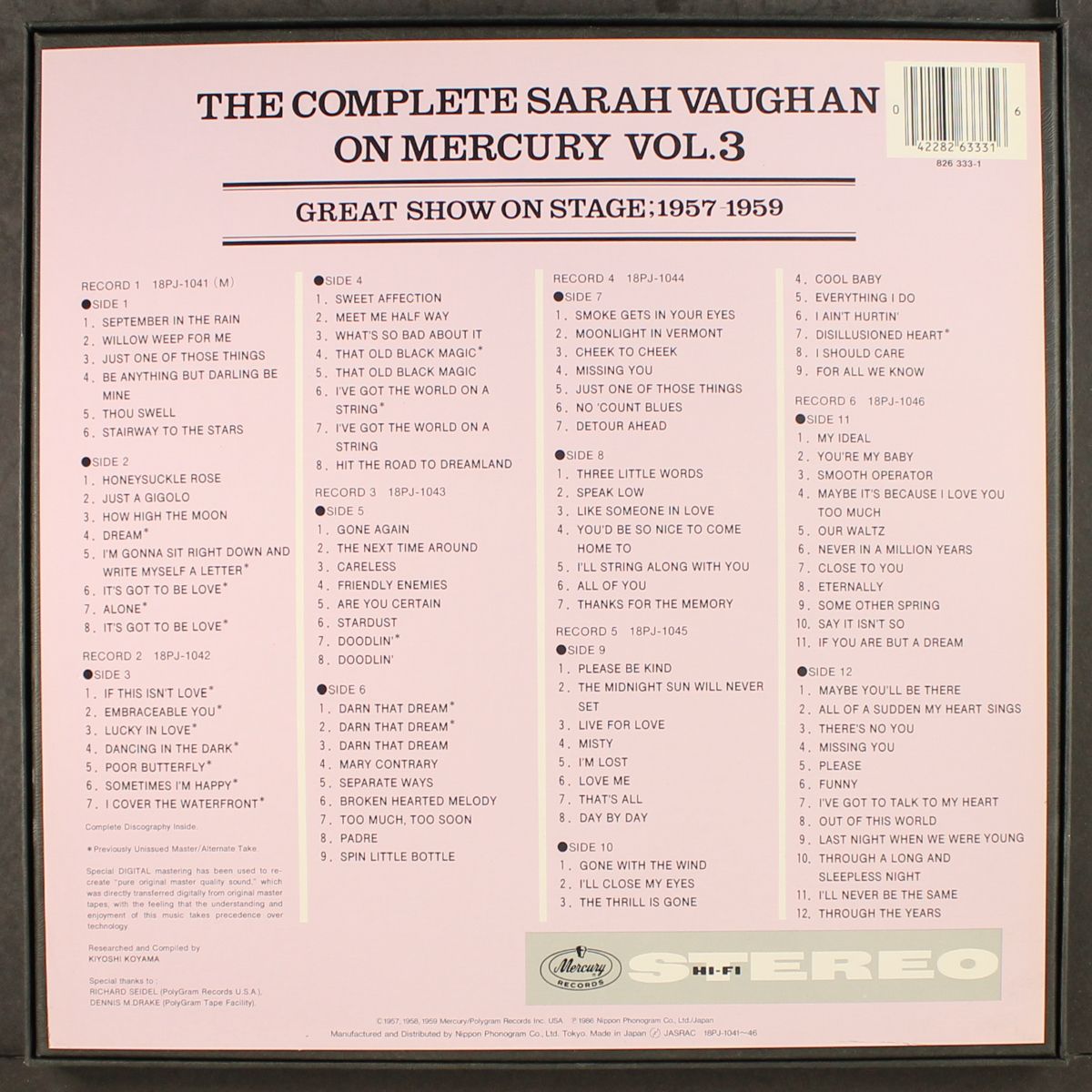 the complete on mercury, vol. 3 by SARAH VAUGHAN