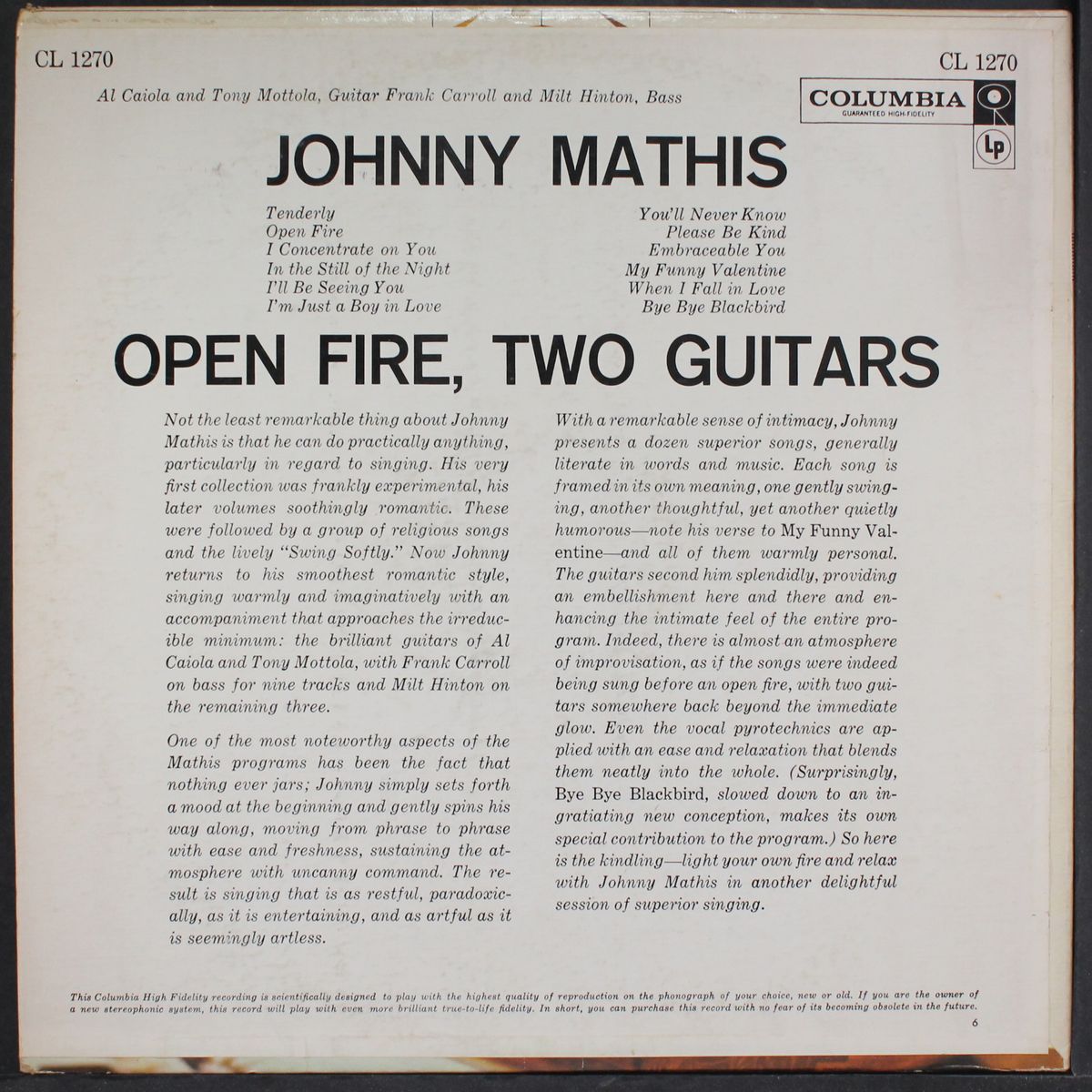 open fire, two guitars by JOHNNY MATHIS