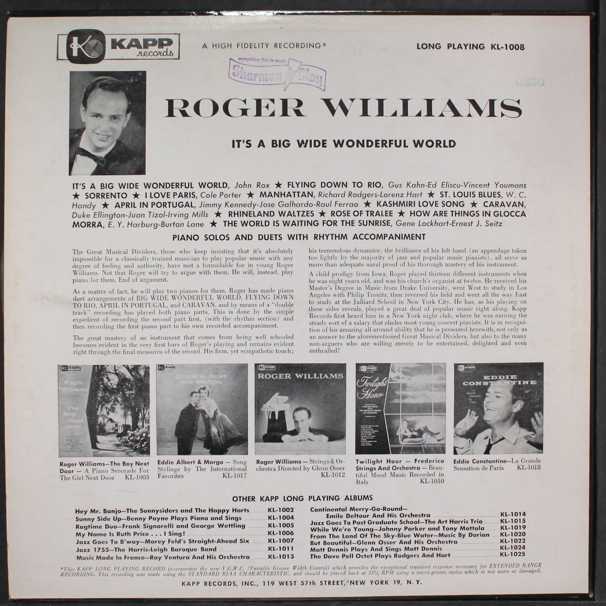 it's a big, wide, wonderful world by ROGER WILLIAMS