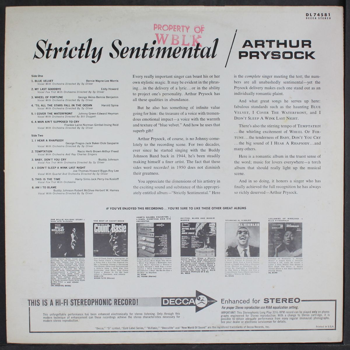 strictly sentimental by ARTHUR PRYSOCK