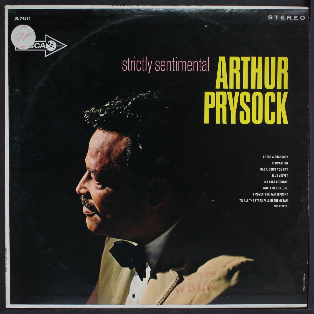 strictly sentimental by ARTHUR PRYSOCK