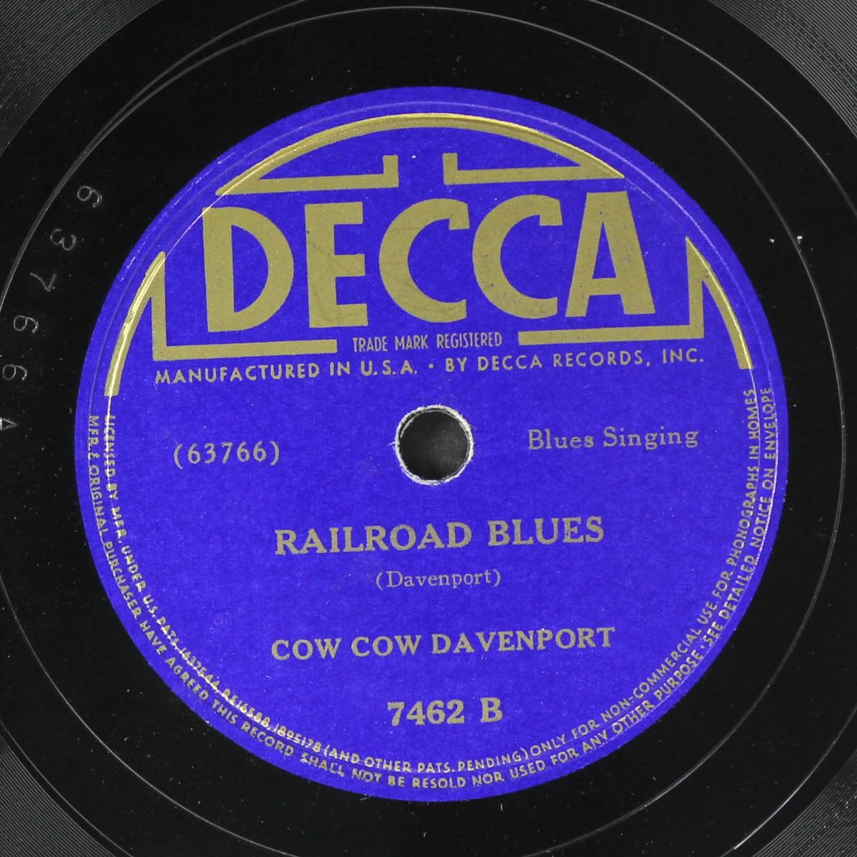 i ain't no ice man / railroad blues by COW COW DAVENPORT