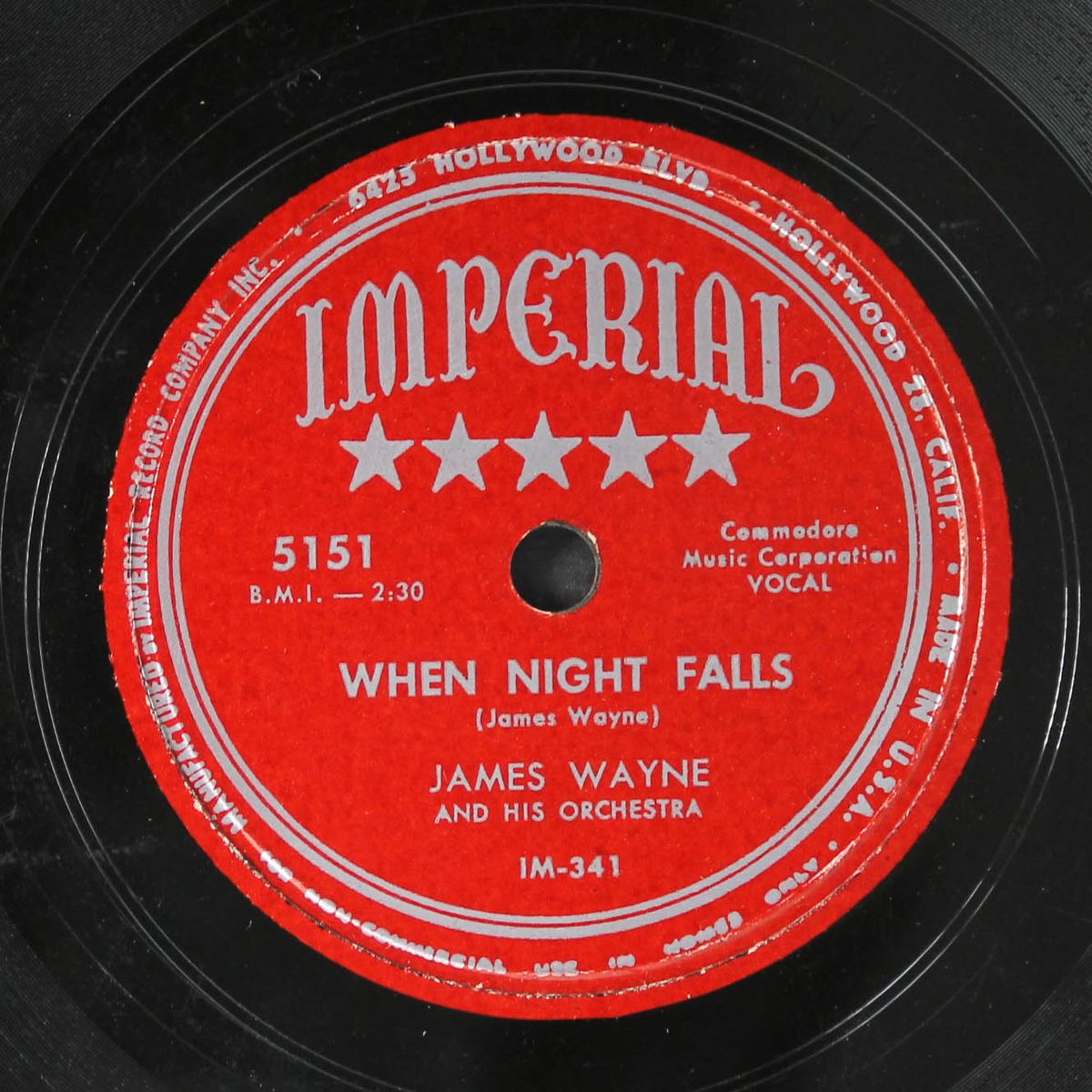 when night falls / home town blues by JAMES WAYNE