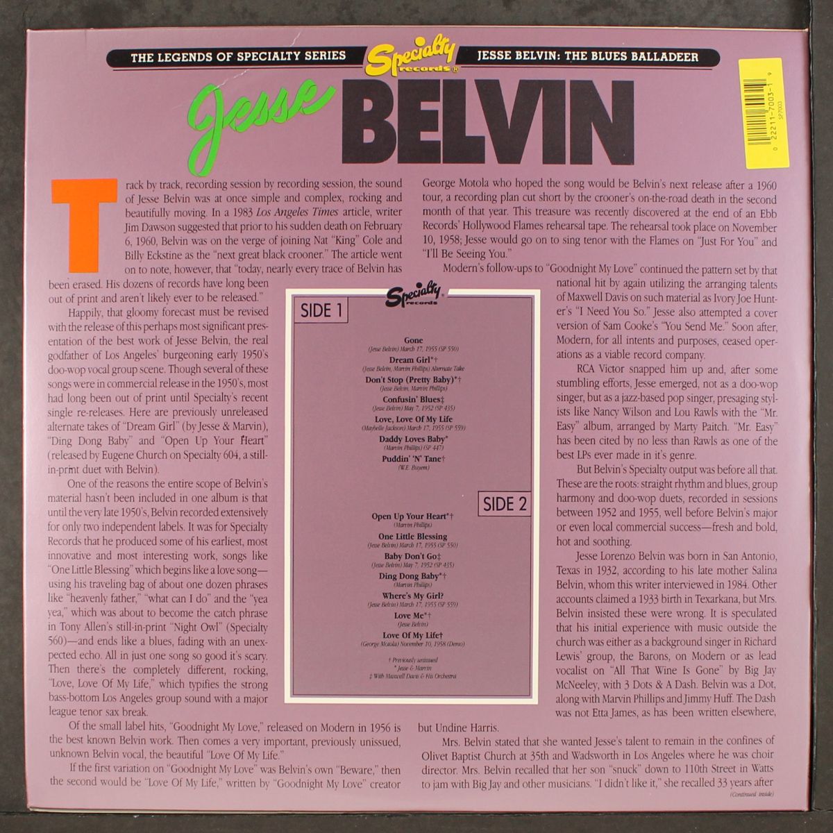 the blues balladeer by JESSE BELVIN