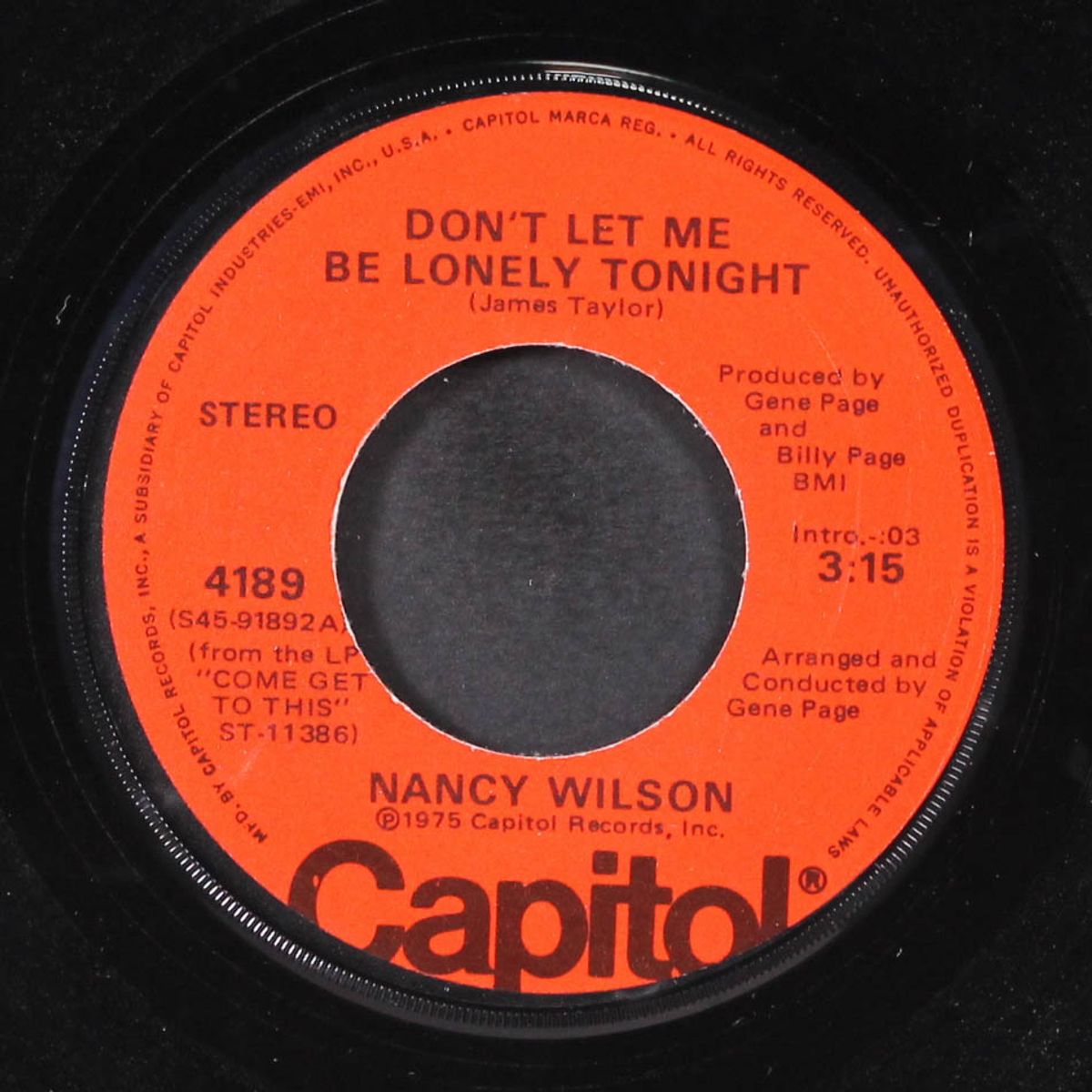 don't let me be lonely tonight / happy tears by NANCY WILSON