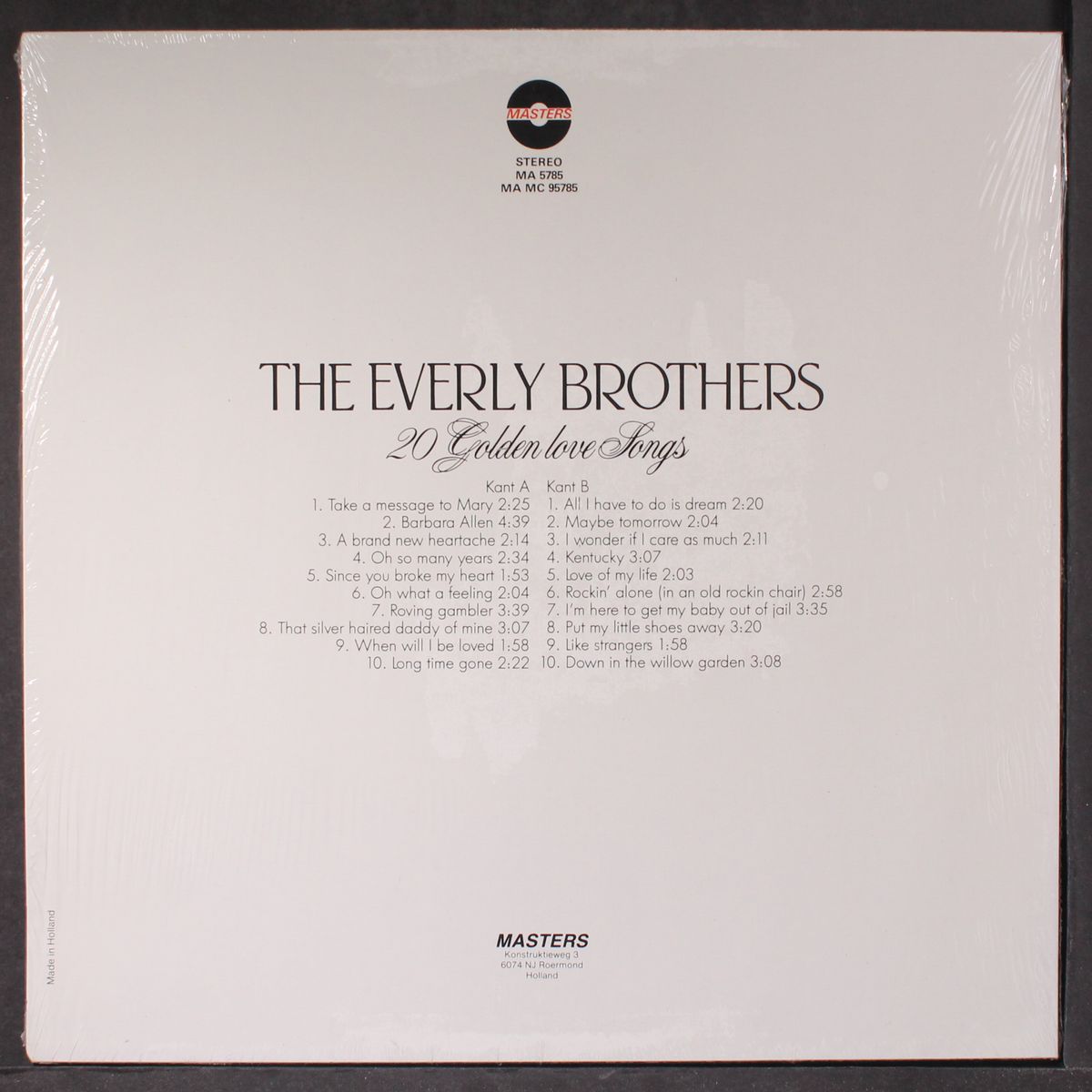 20 golden love songs by EVERLY BROTHERS