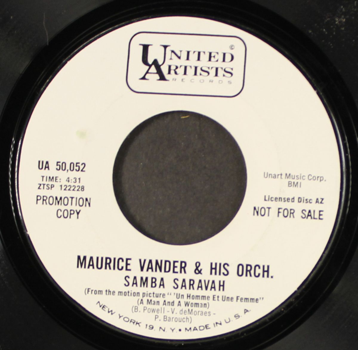'un homme et une femme / samba saravah by MAURICE VANDER & HIS ORCH.