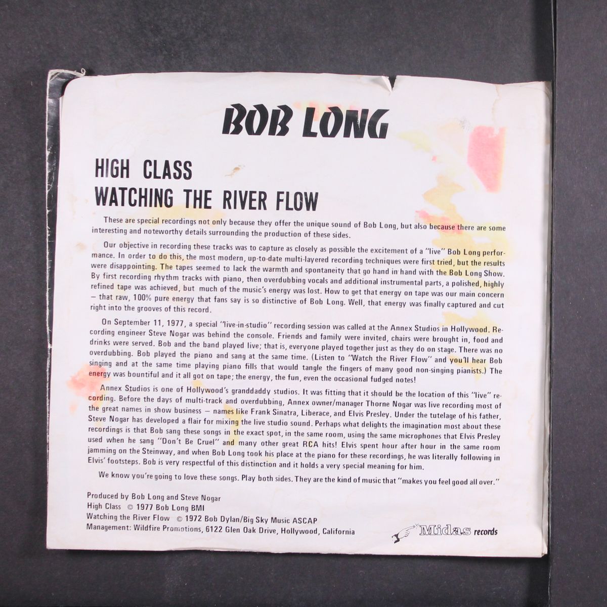 high class / watching the river flow by BOB LONG