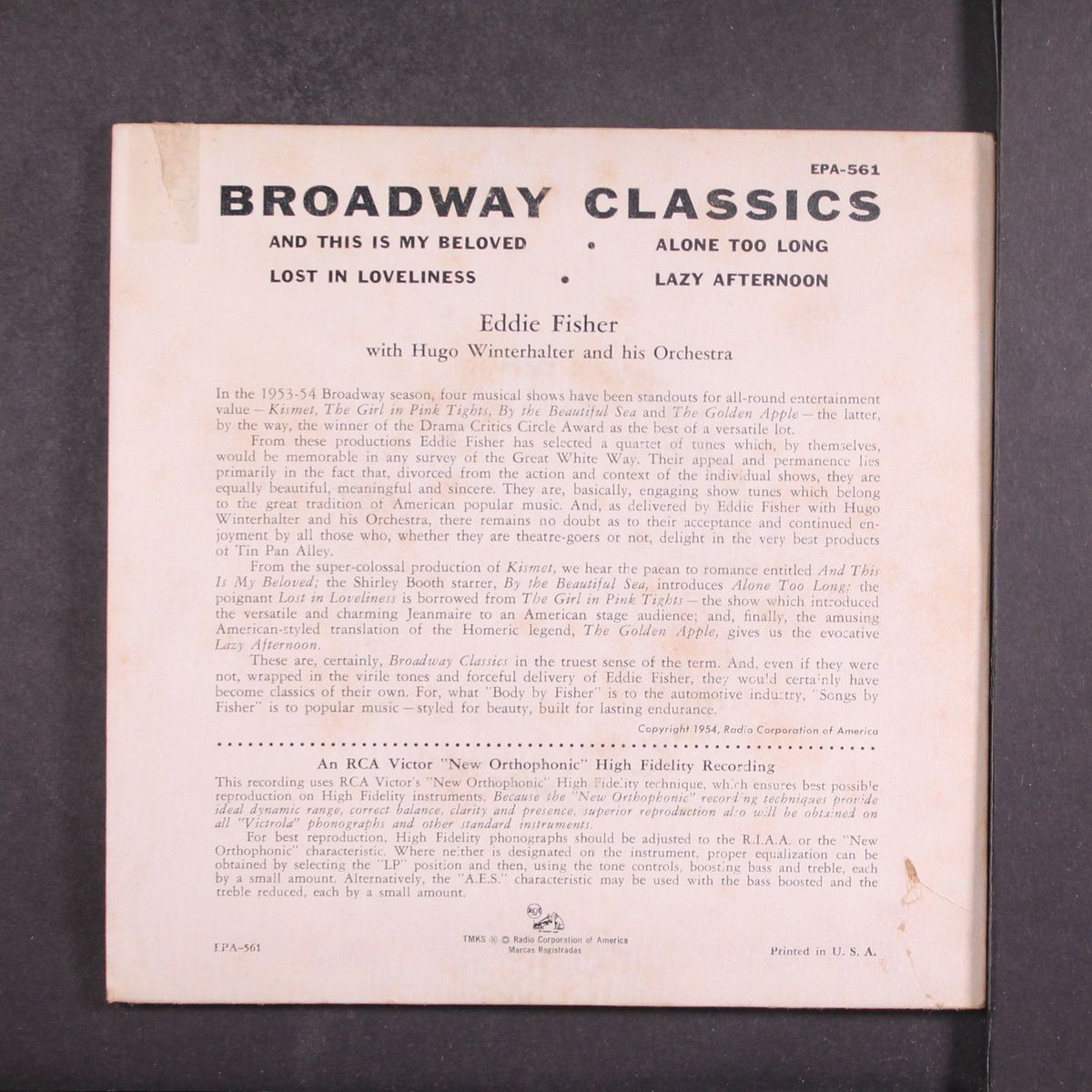 broadway classics by EDDIE FISHER