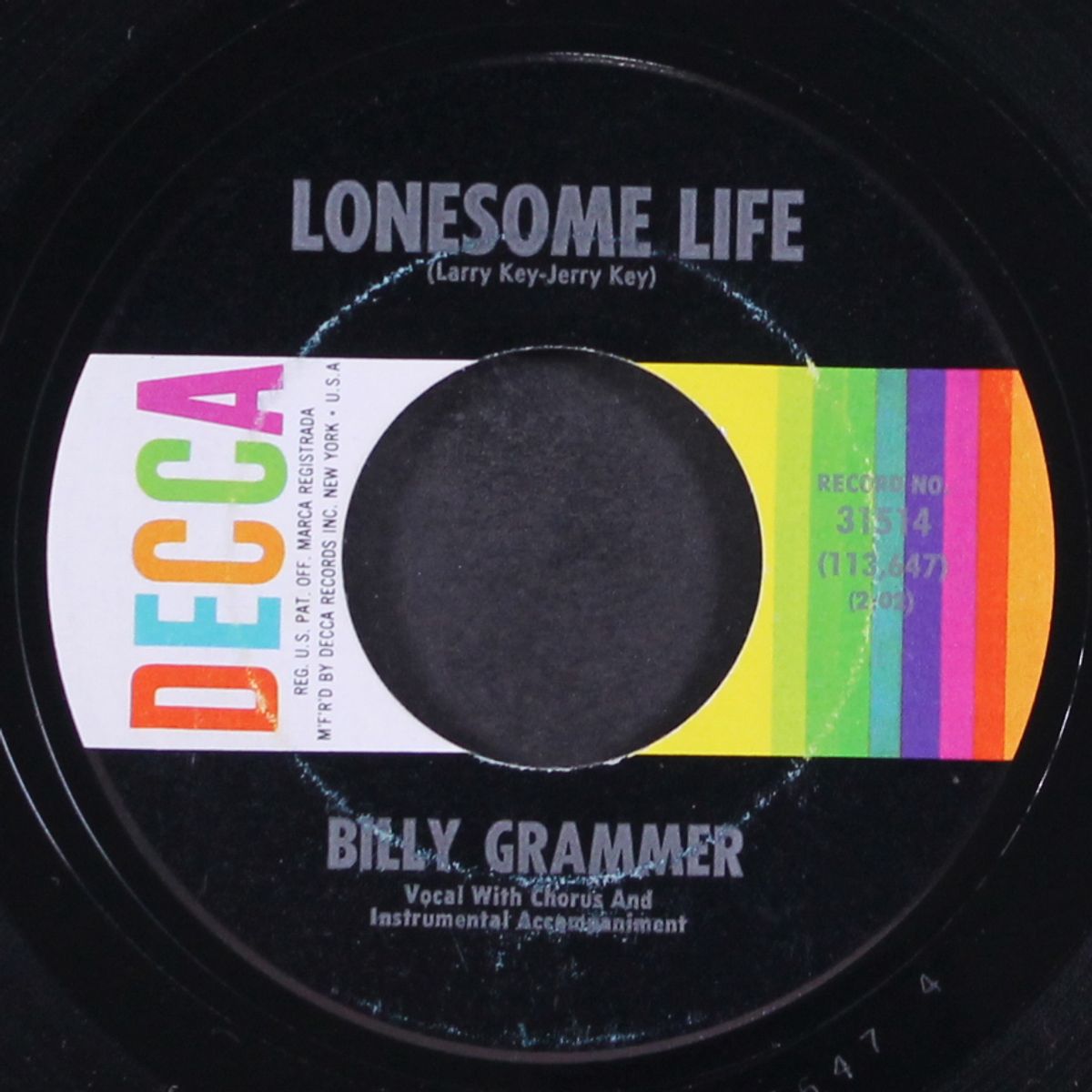 lonesome life / love gets better with time by BILLY GRAMMER