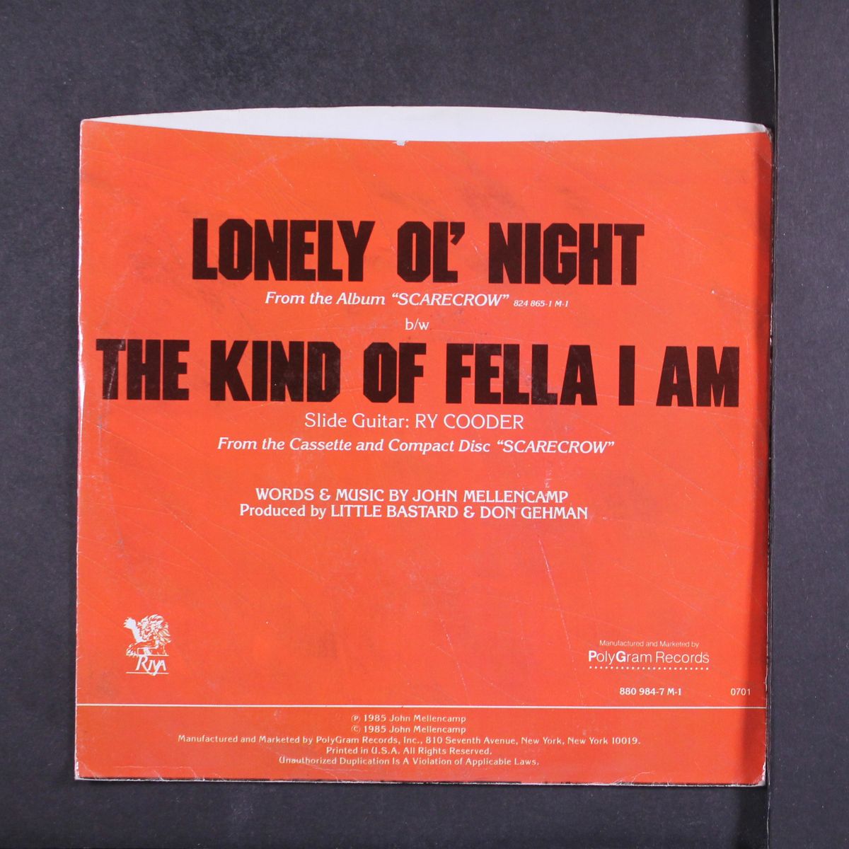 lonely ol' night by JOHN COUGAR MELLENCAMP