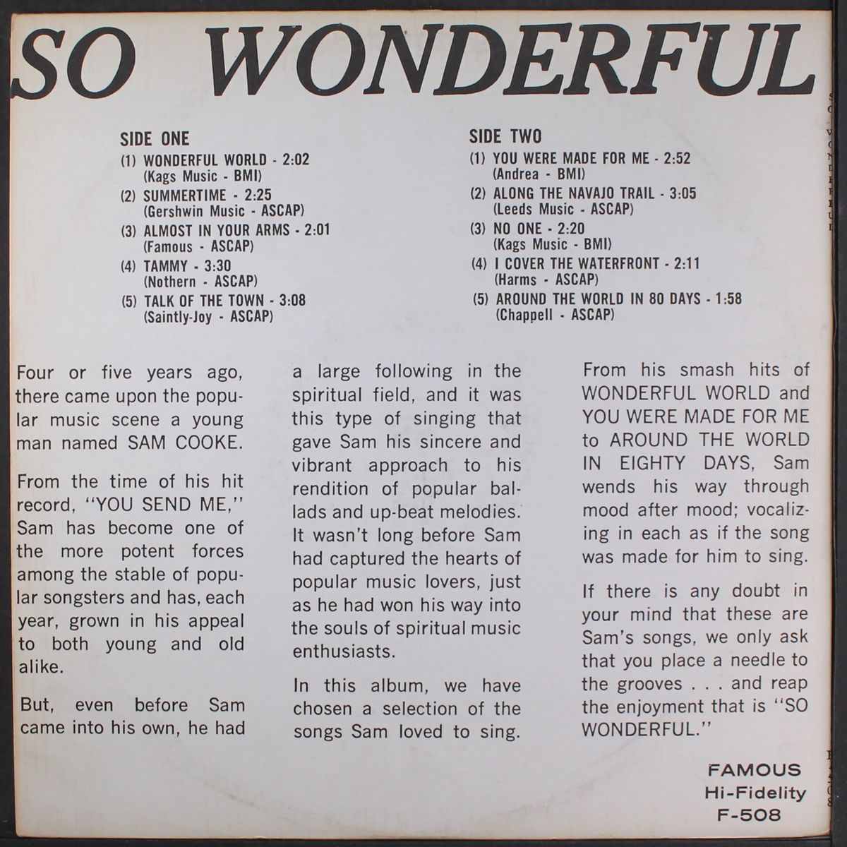 so wonderful by SAM COOKE