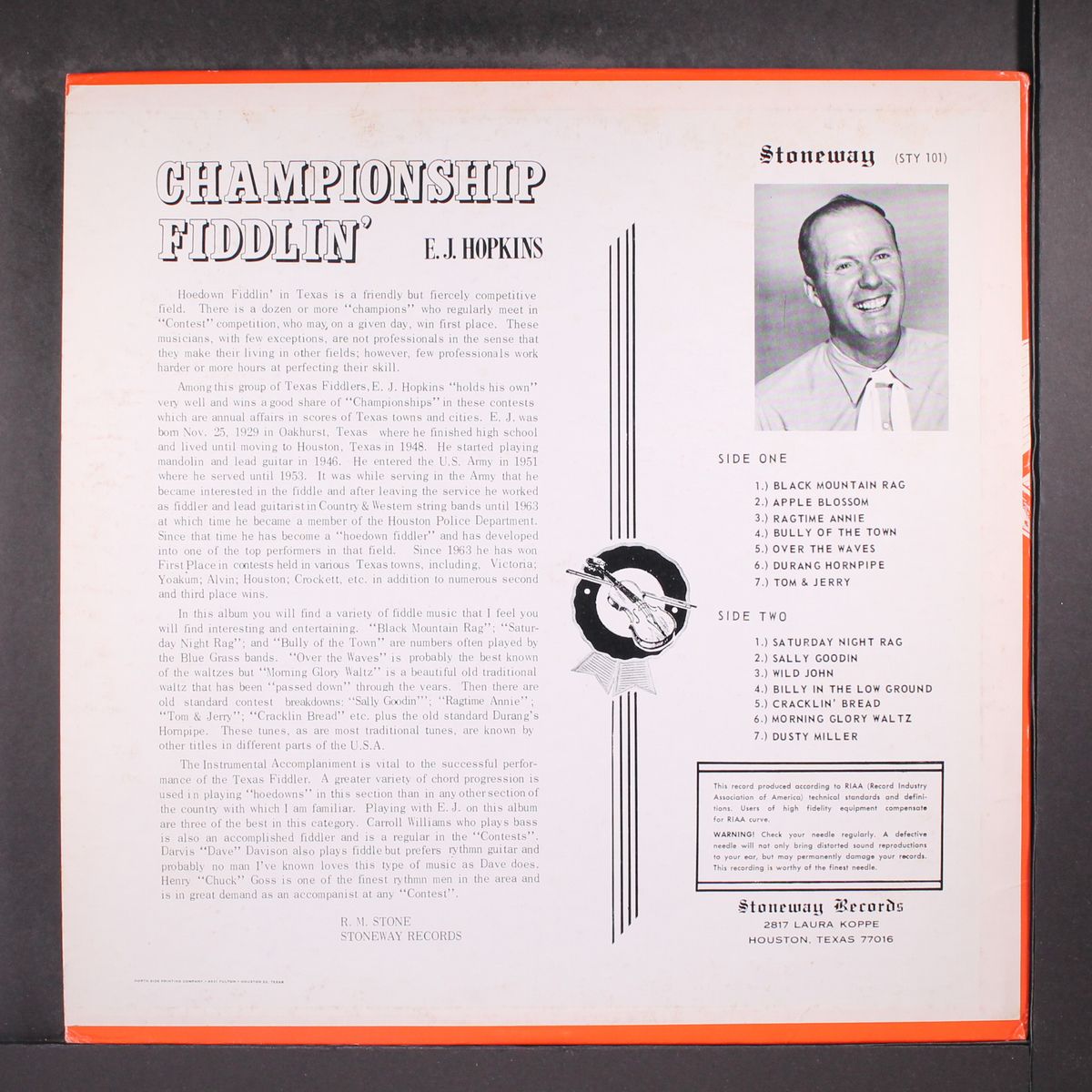 championship fiddlin' by E.J. HOPKINS