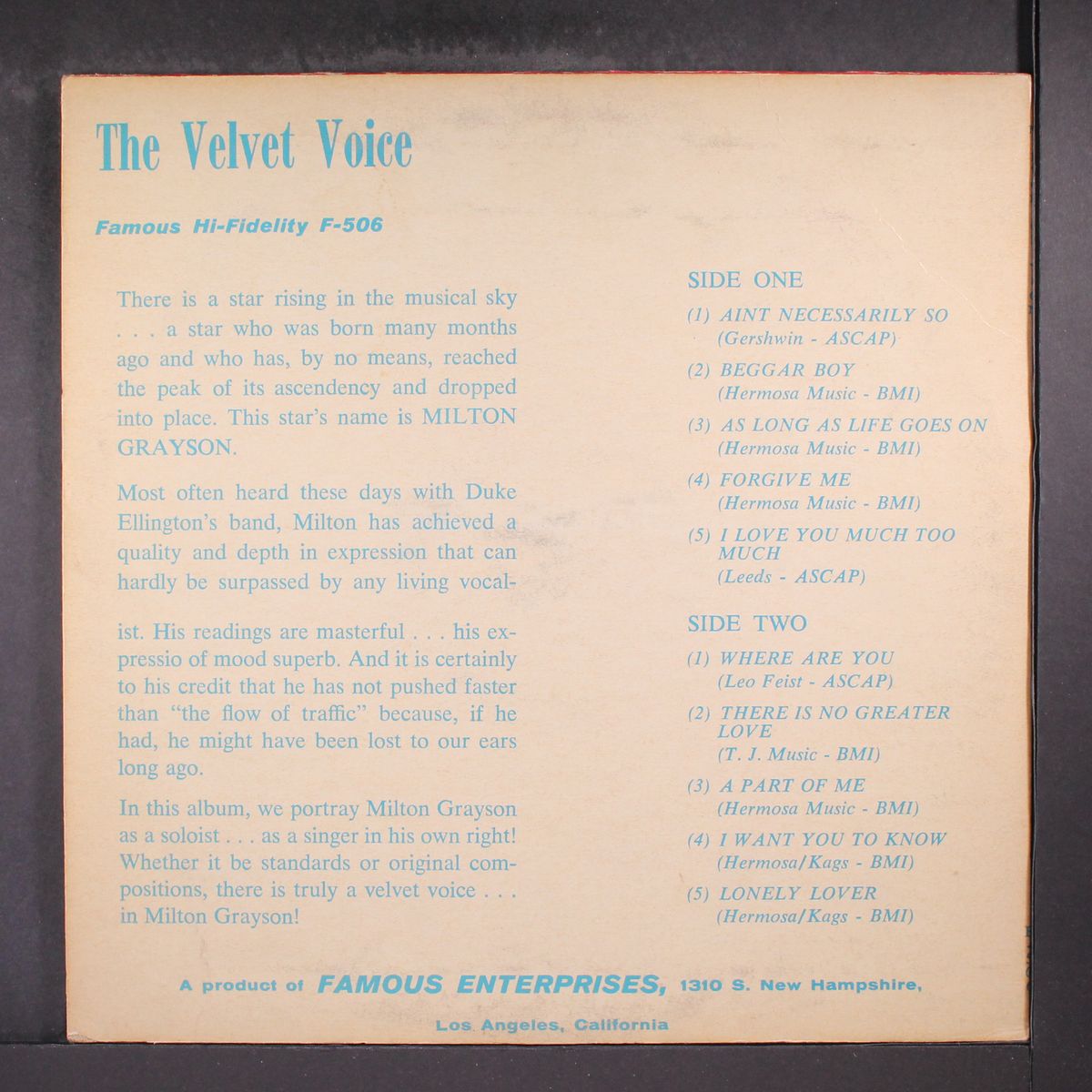 the velvet voice of by MILTON GRAYSON