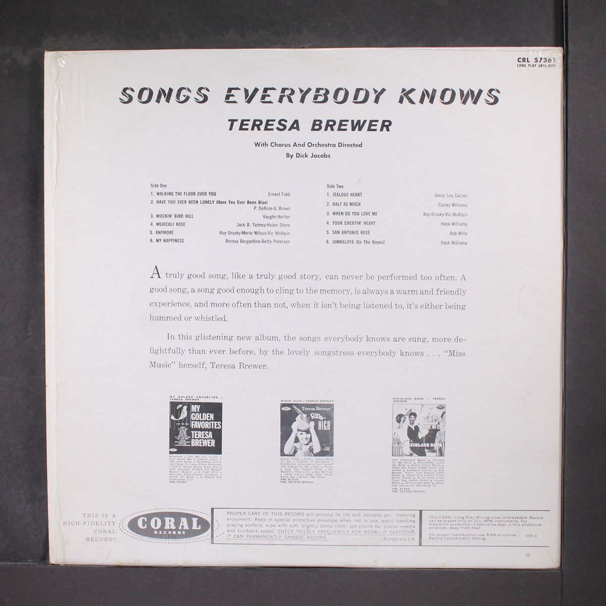 songs everybody knows by TERESA BREWER