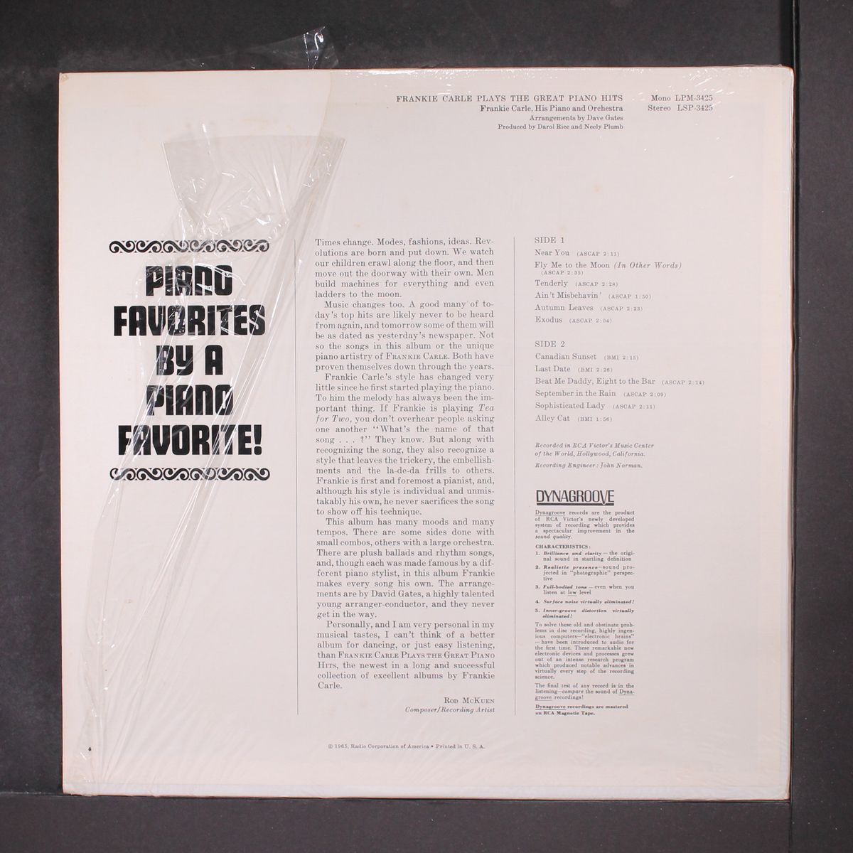 plays the great piano hits by FRANKIE CARLE