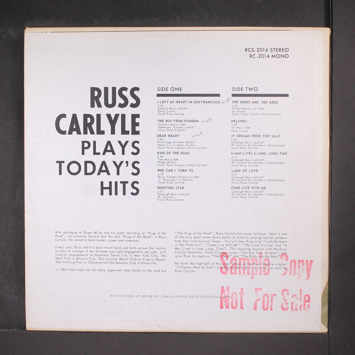 plays today's hits by RUSS CARLYLE