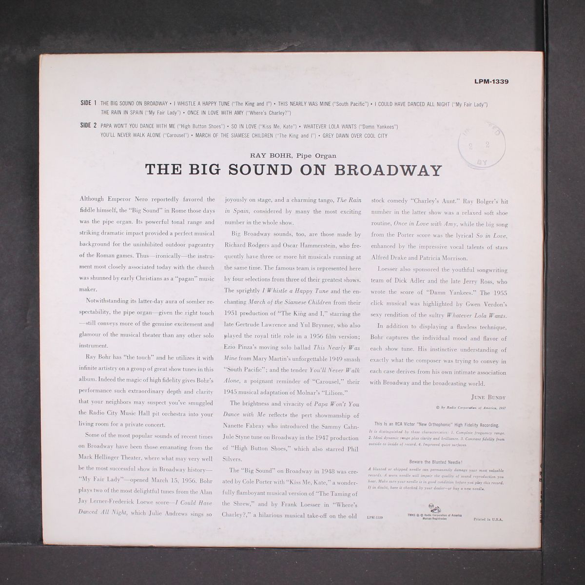 the big sound on broadway by RAY BOHR