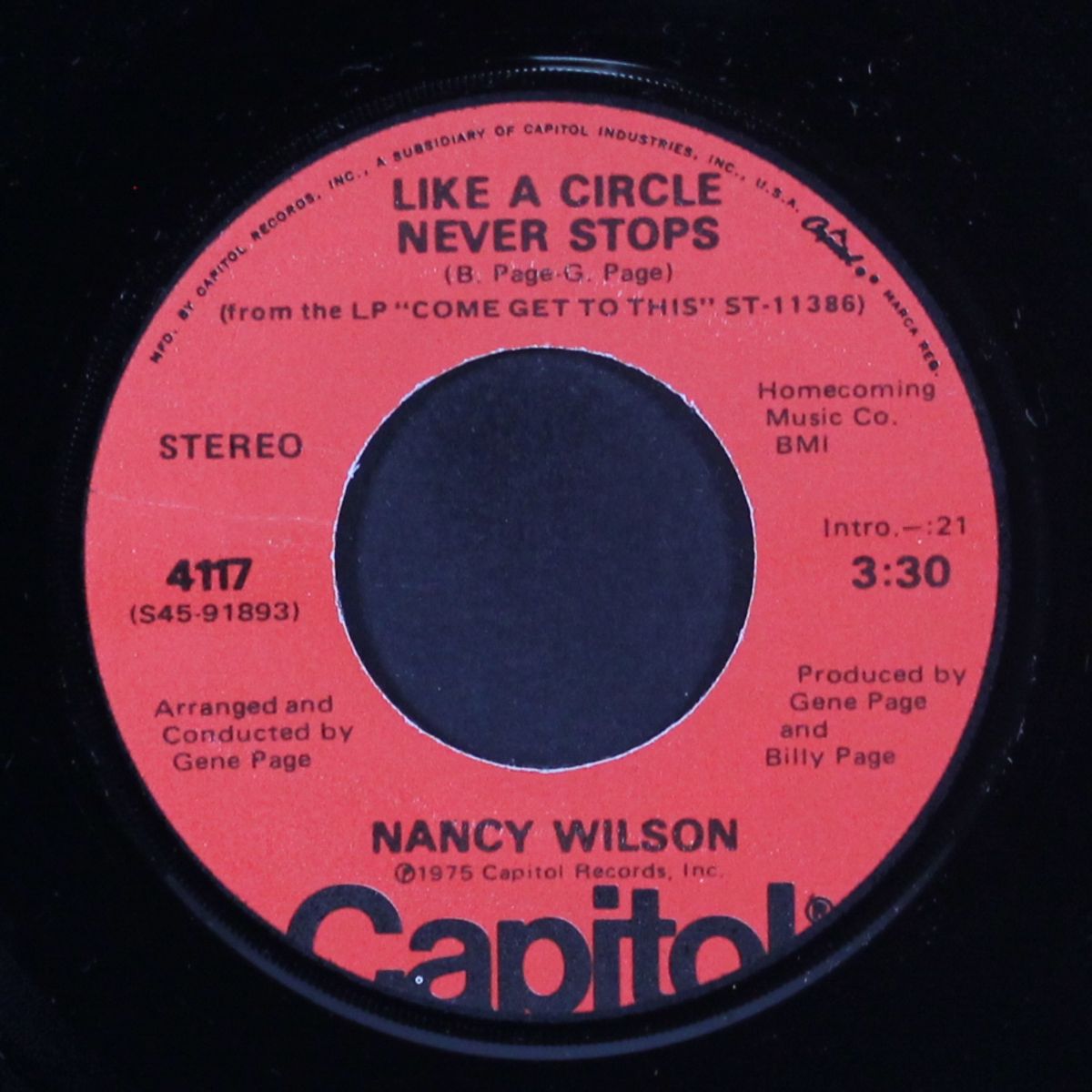 he called me baby / like a circus never stops by NANCY WILSON