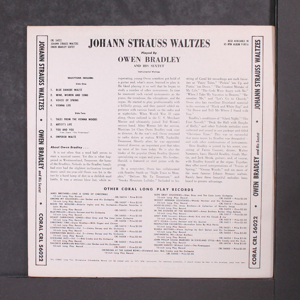 play johann strauss waltzes by OWEN BRADLEY