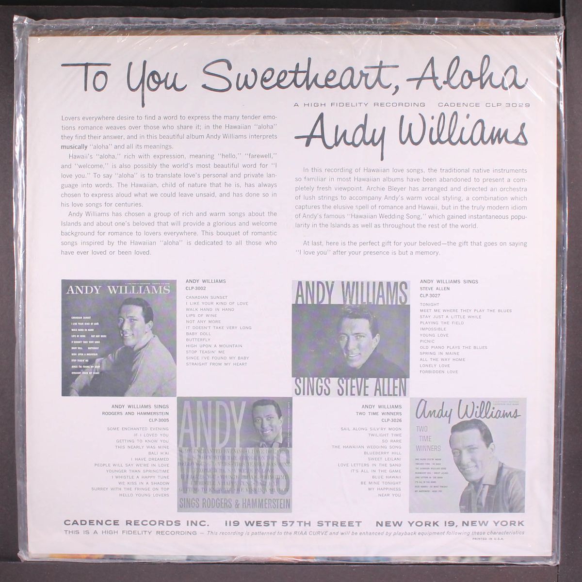 to you sweetheart, aloha by ANDY WILLIAMS