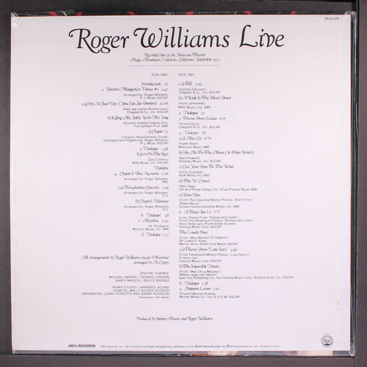 roger williams live by ROGER WILLIAMS
