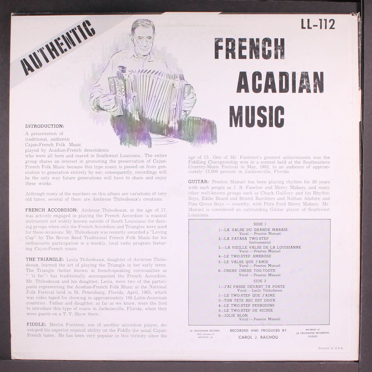 authentic french acadian music by AMBROSE THIBODEAUX
