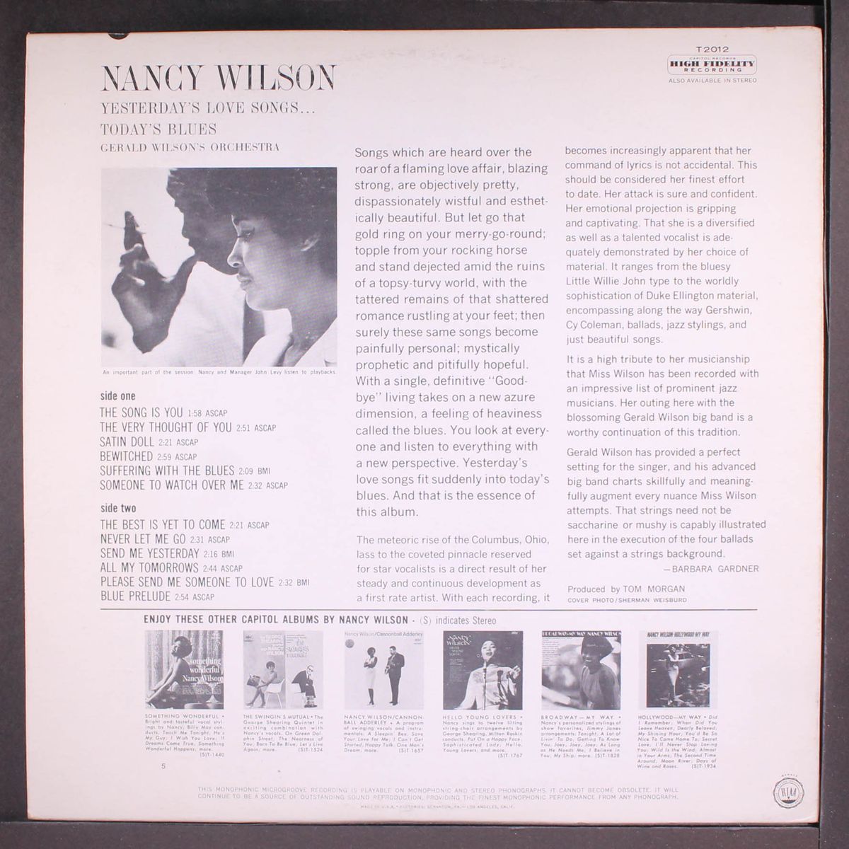 yesterday's love songs, today's blues by NANCY WILSON