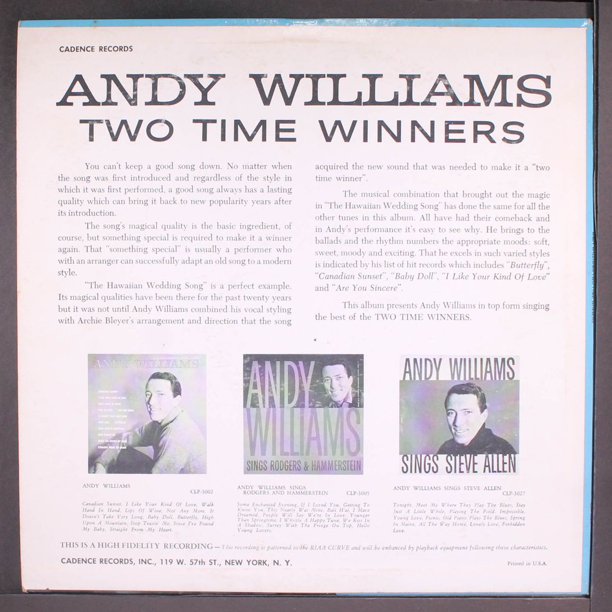 two time winners by ANDY WILLIAMS