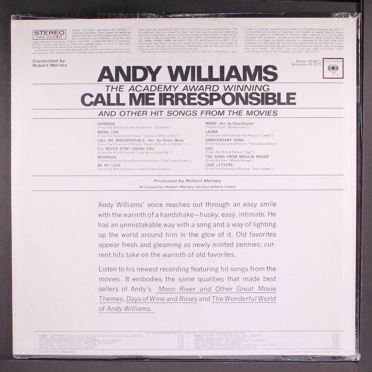 call me irresponsible by ANDY WILLIAMS