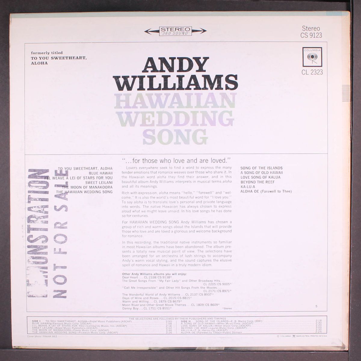 hawaiian wedding song by ANDY WILLIAMS