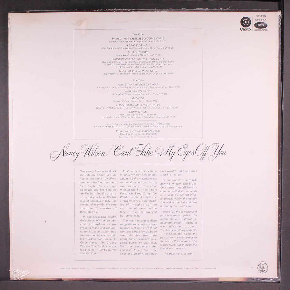 can't take my eyes off you by NANCY WILSON