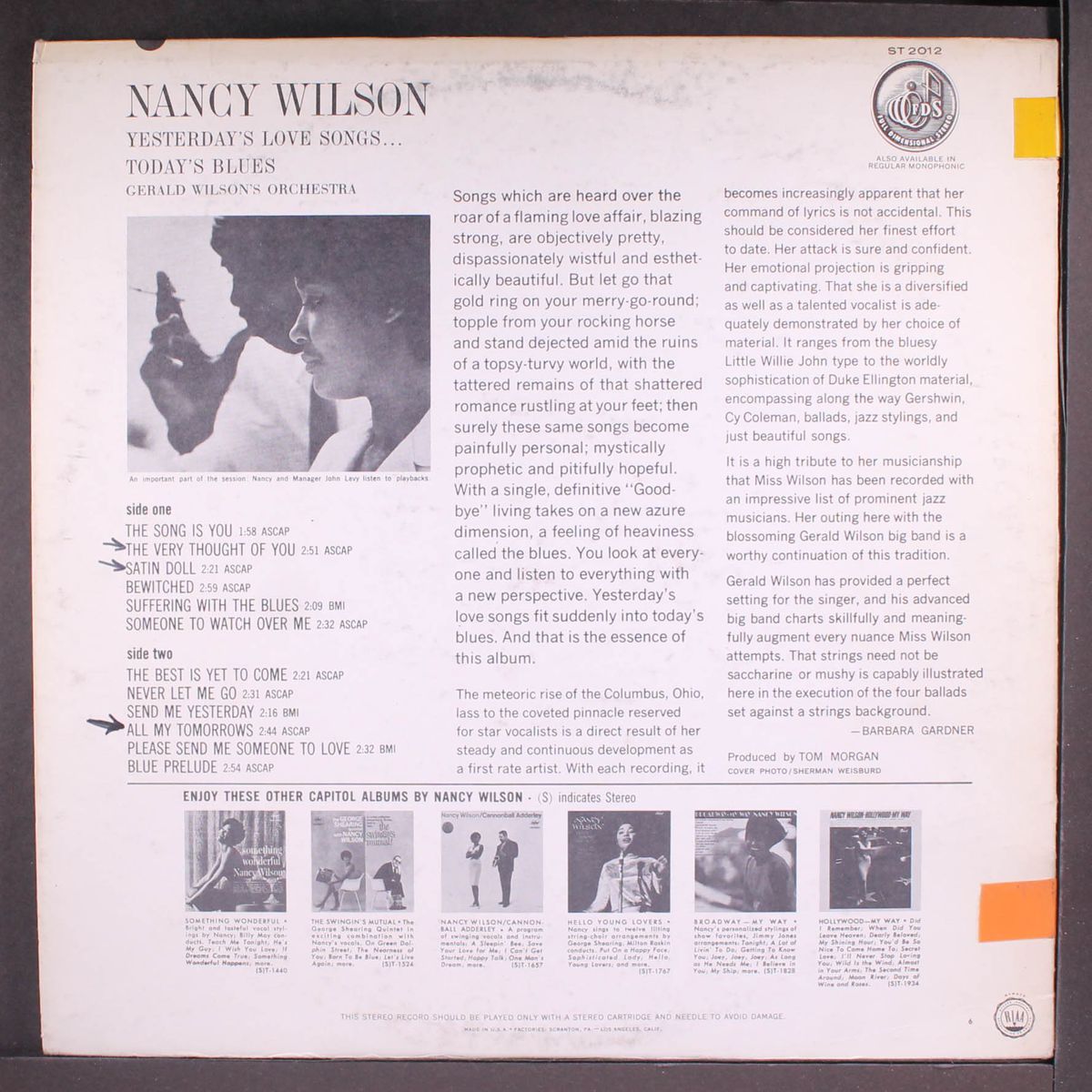 yesterday's love songs, today's blues by NANCY WILSON