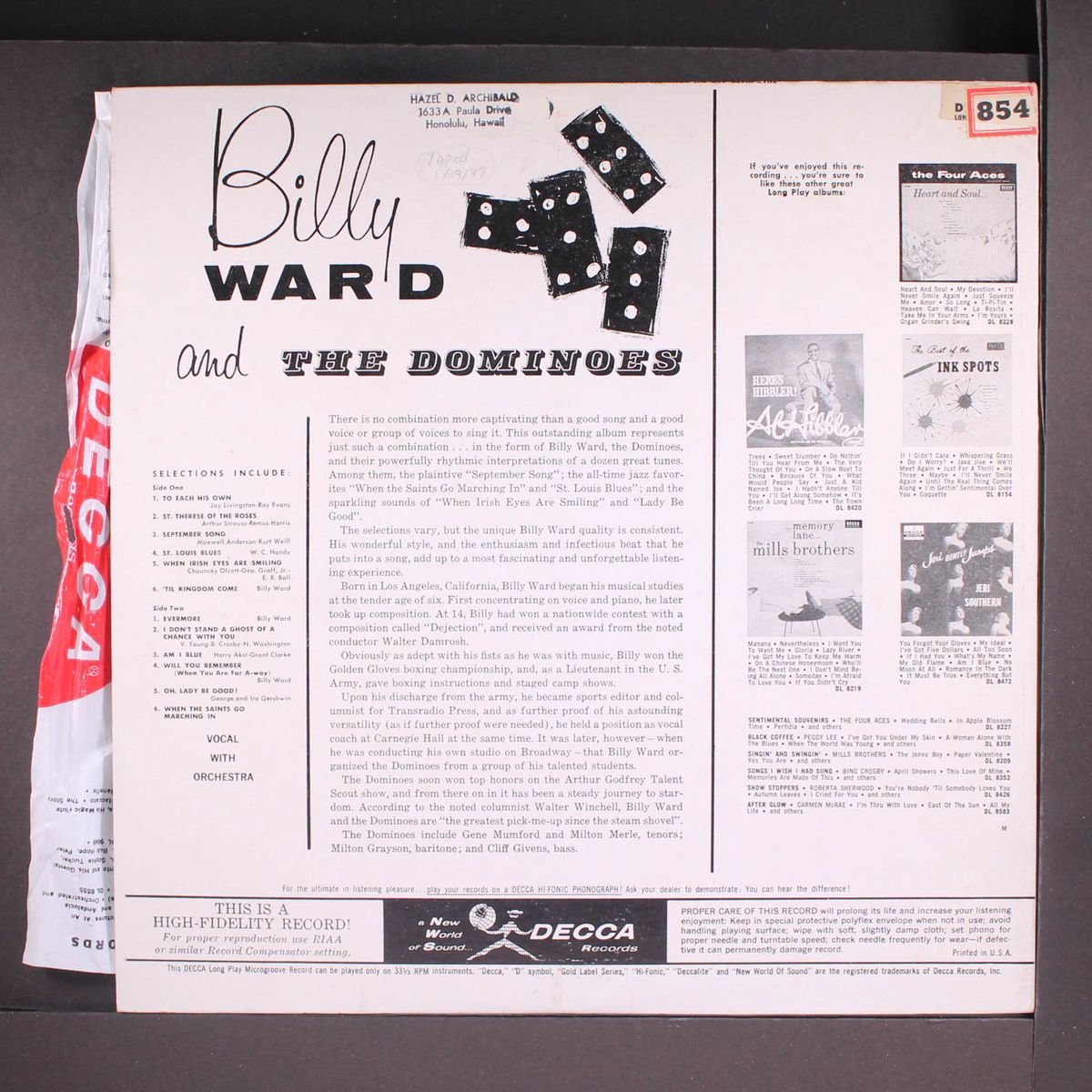 billy ward and the dominoes by BILLY WARD & DOMINOES