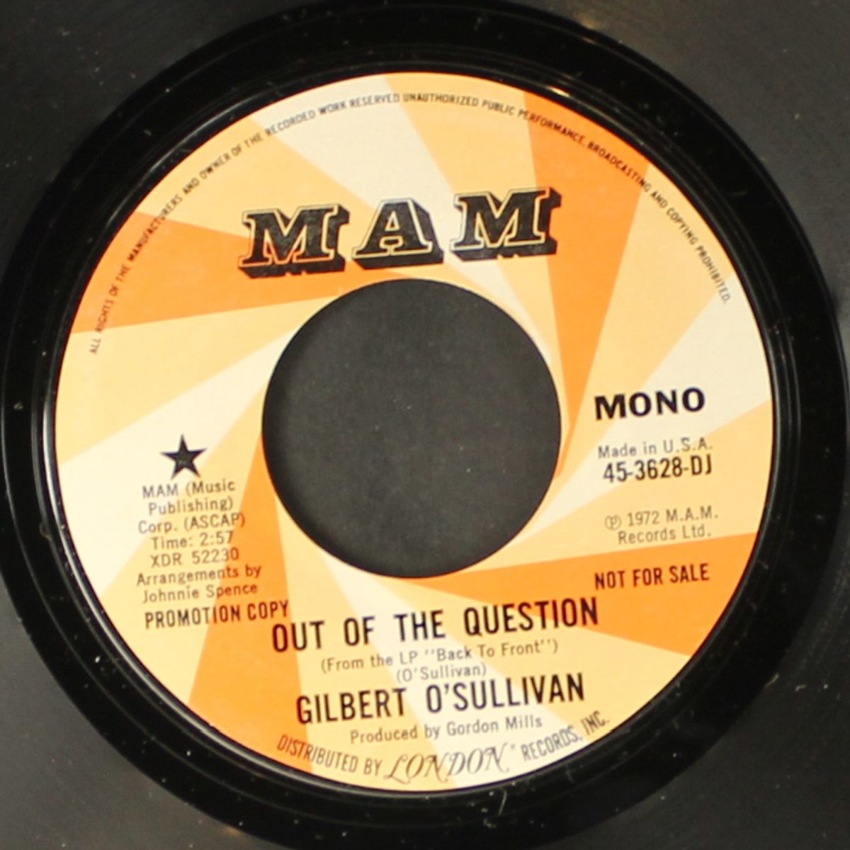 out of the question / mono by GILBERT O'SULLIVAN
